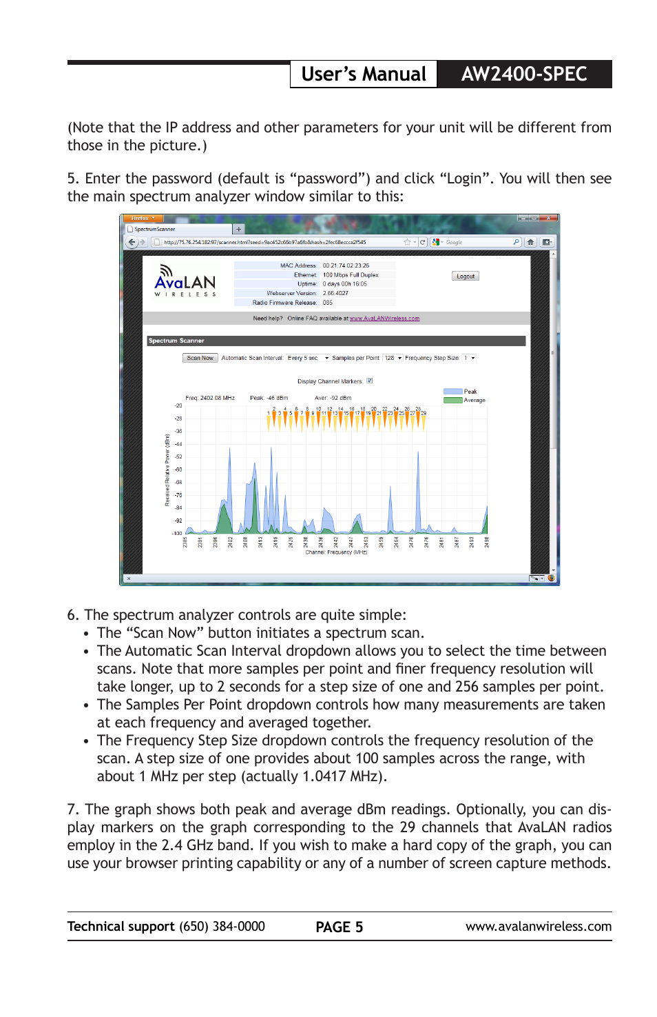 Aw2400-spec user’s manual | AvaLAN Wireless AW2400-SPEC User Manual | Page 5 / 8