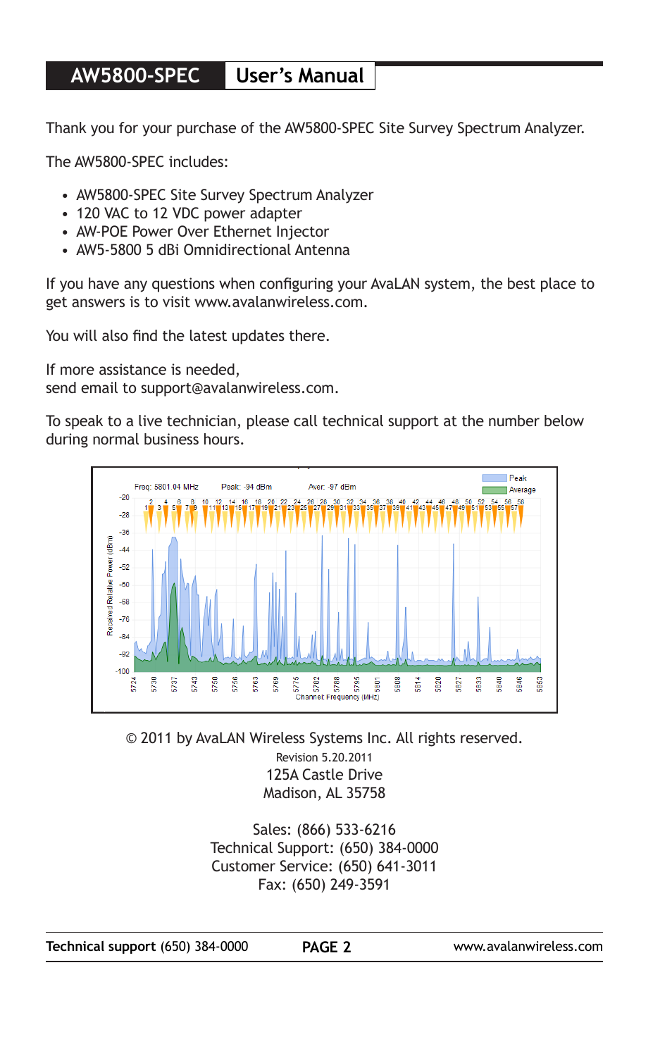 Aw5800-spec user’s manual | AvaLAN Wireless AW5800-SPEC User Manual | Page 2 / 8