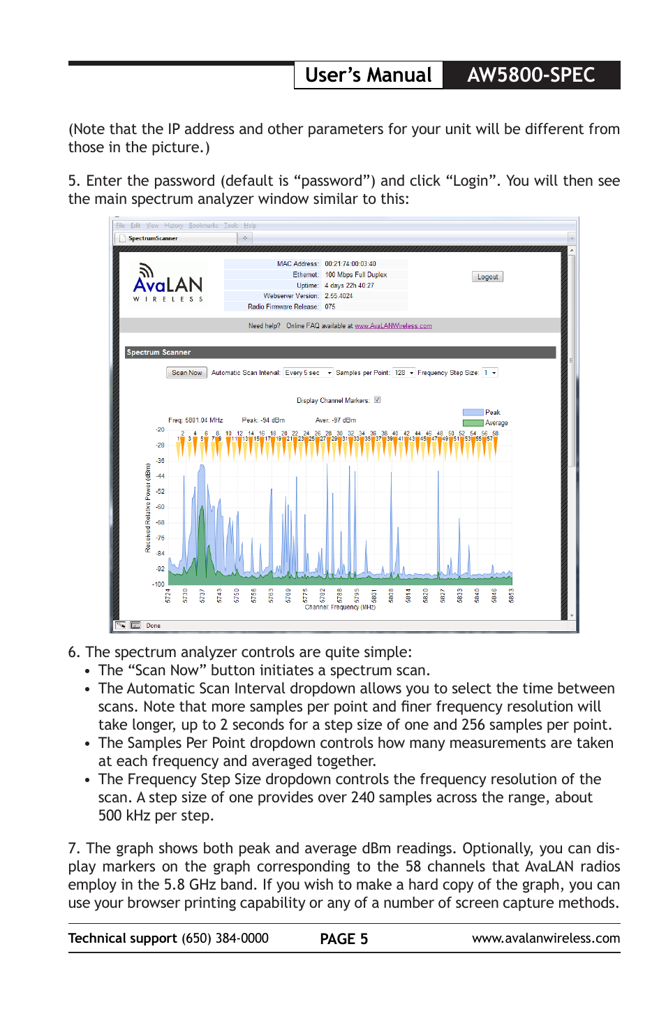 User’s manual aw5800-spec | AvaLAN Wireless AW5800-SPEC User Manual | Page 5 / 8