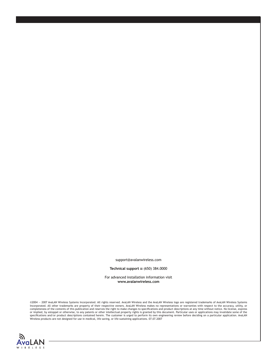 AvaLAN Wireless AW-900x User Manual | Page 8 / 8