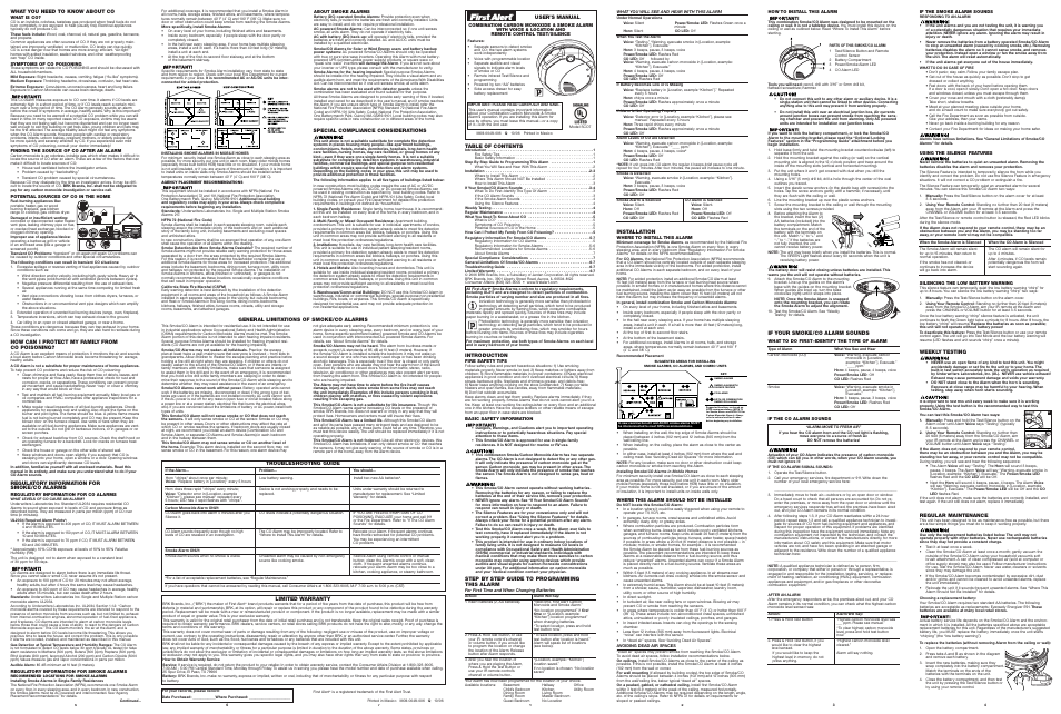 BRK electronic SCO7B User Manual | 2 pages