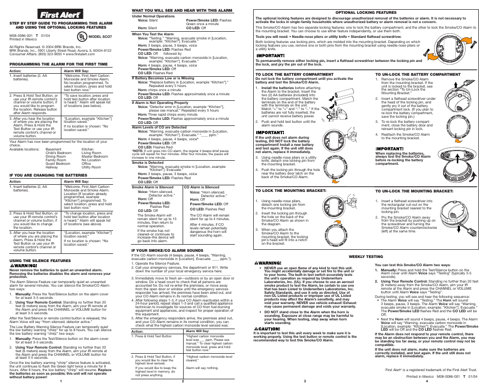 BRK electronic SCO7B User Manual | Page 2 / 2