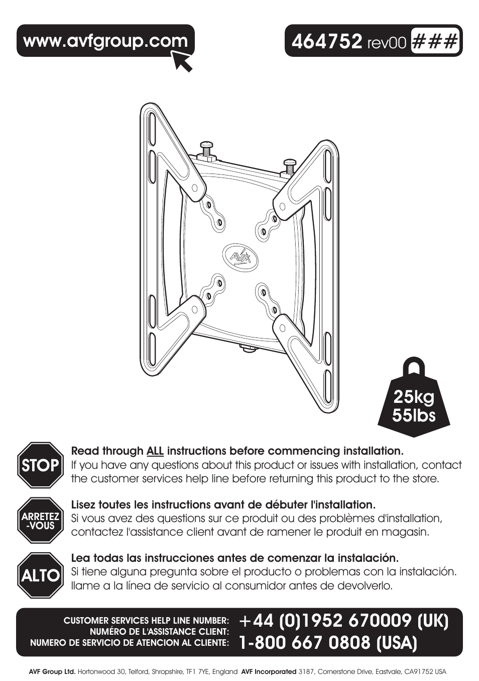 AVF Group GL200: TV Wall Mount User Manual | 12 pages