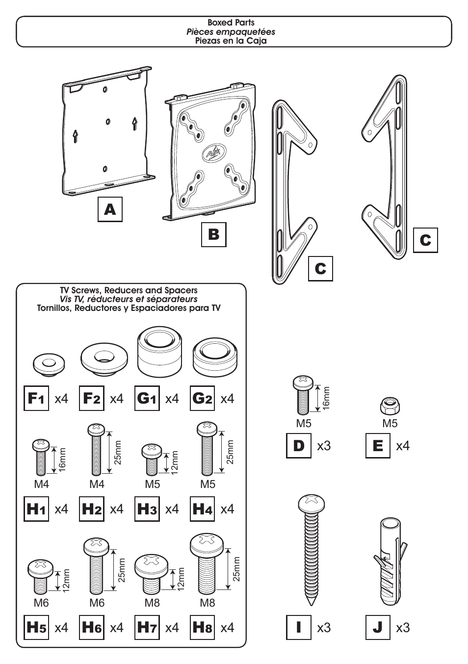 Ab c c | AVF Group GL200: TV Wall Mount User Manual | Page 4 / 12
