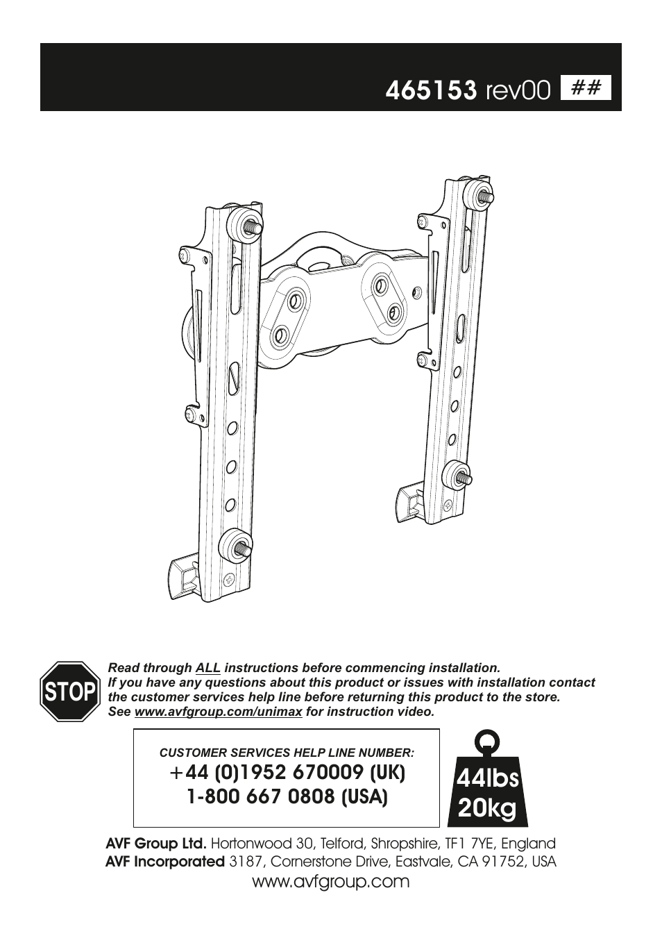 AVF Group ZML2401: Flat & Tilt TV Mount for ANY WALL User Manual | 16 pages