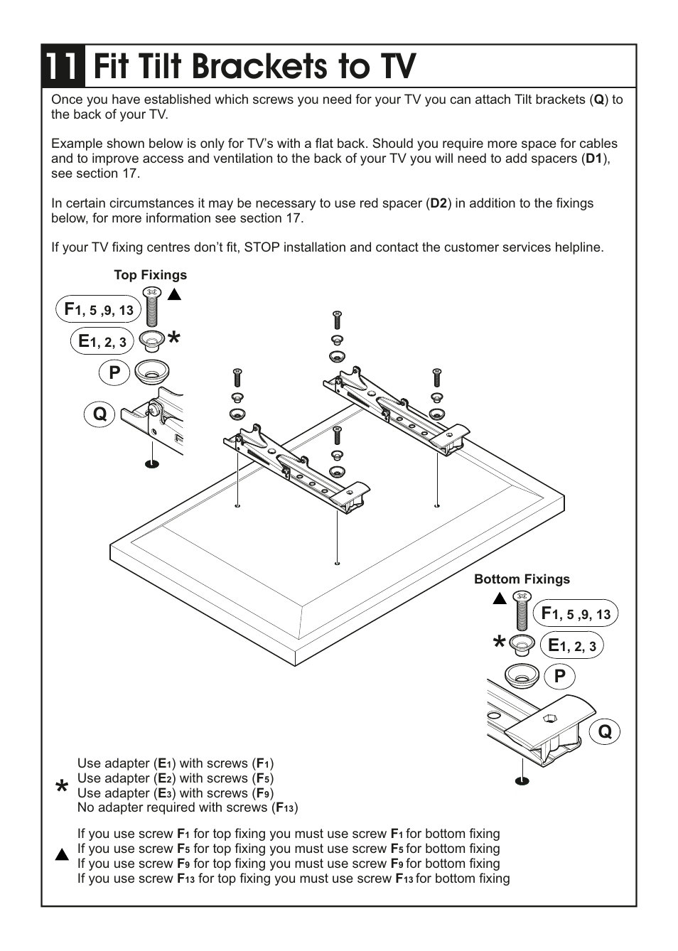 Fit tilt brackets to tv | AVF Group ZML2401: Flat & Tilt TV Mount for ANY WALL User Manual | Page 10 / 16