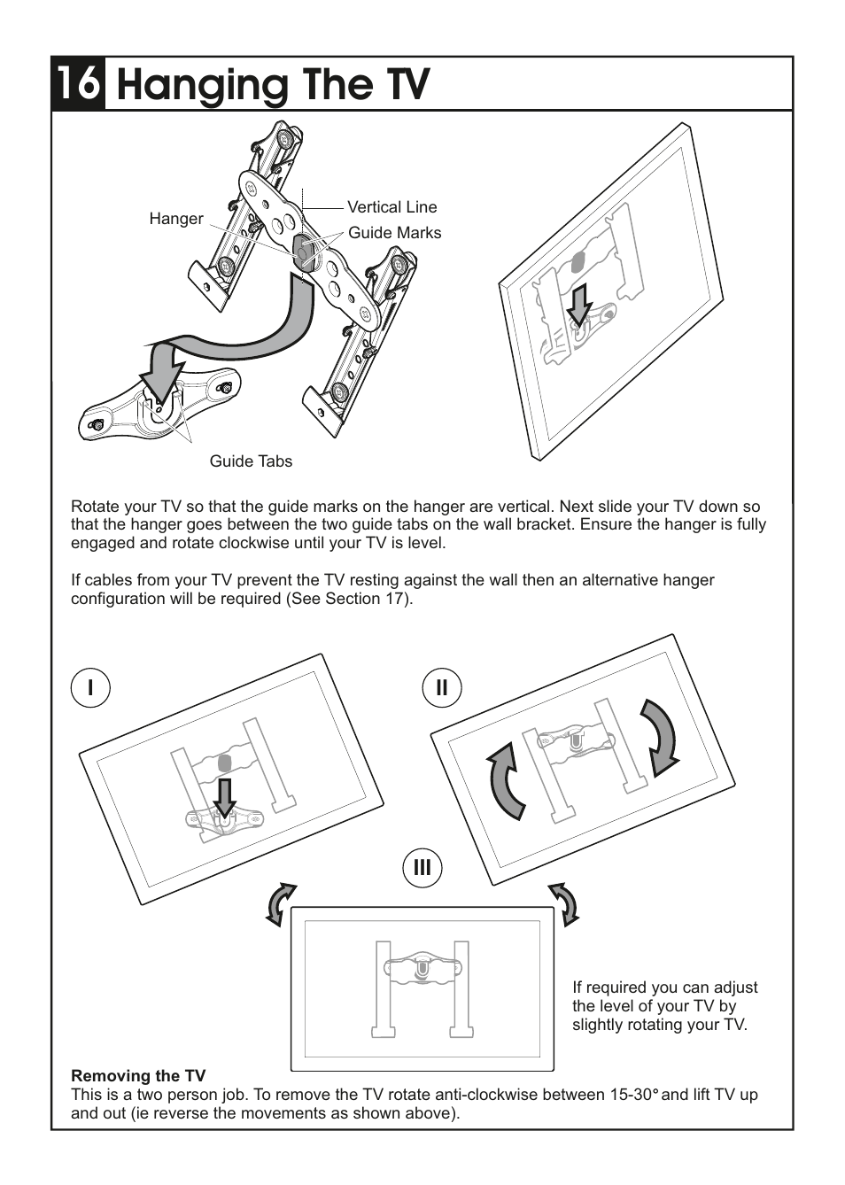 Hanging the tv | AVF Group ZML2401: Flat & Tilt TV Mount for ANY WALL User Manual | Page 13 / 16