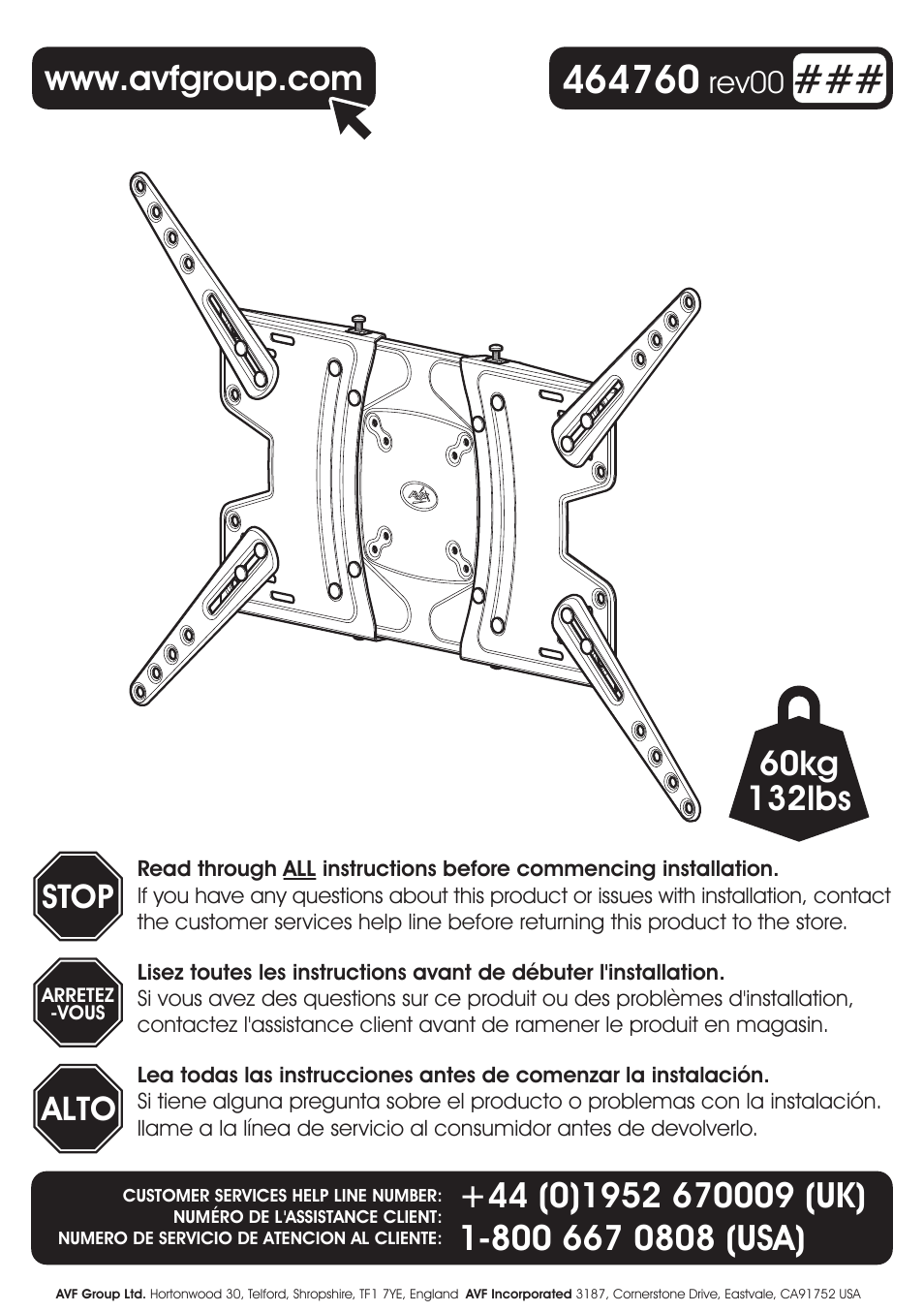 AVF Group GL600: TV Wall Mount User Manual | 14 pages