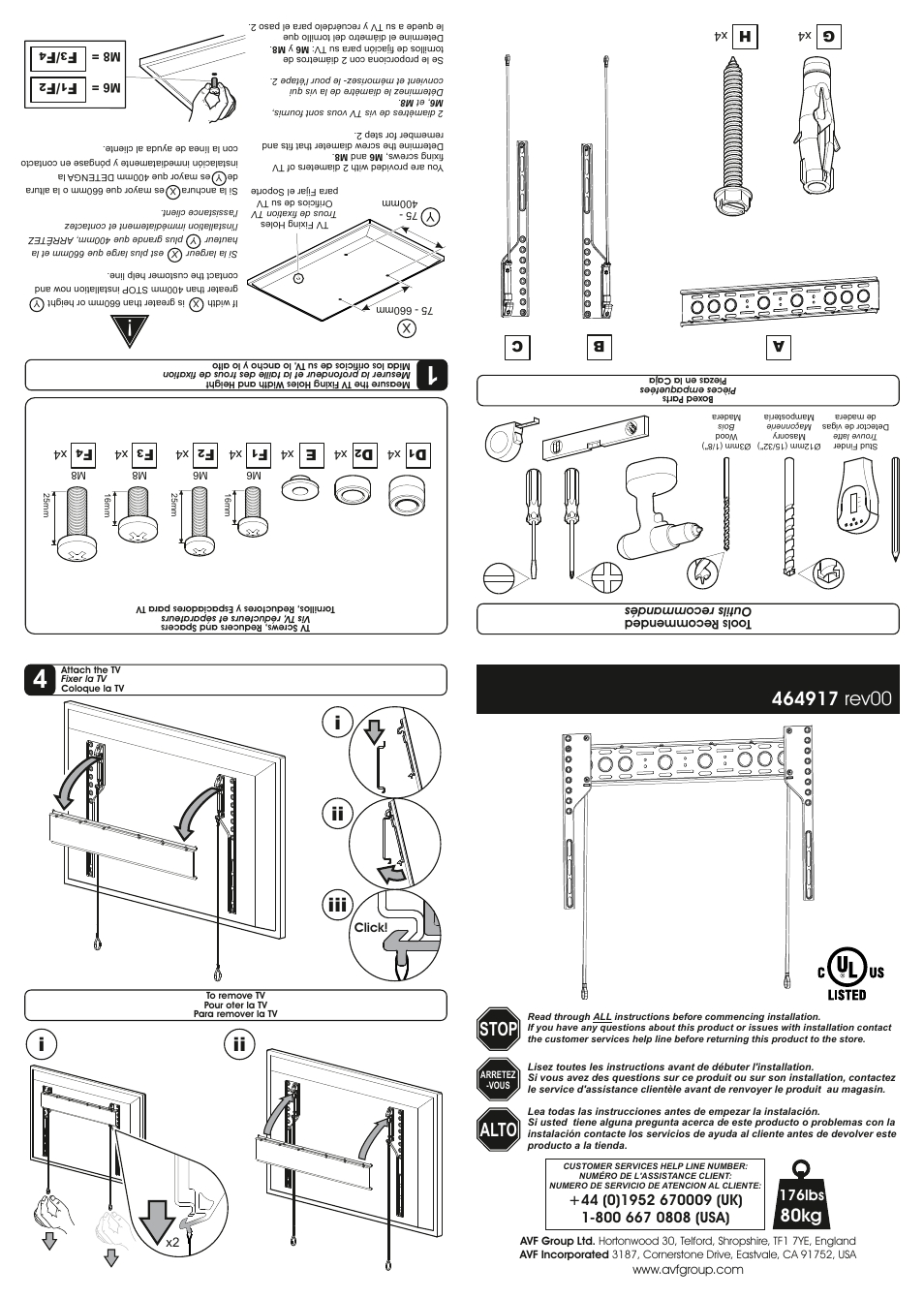 AVF Group NEL600B: TV Wall Mount User Manual | 2 pages