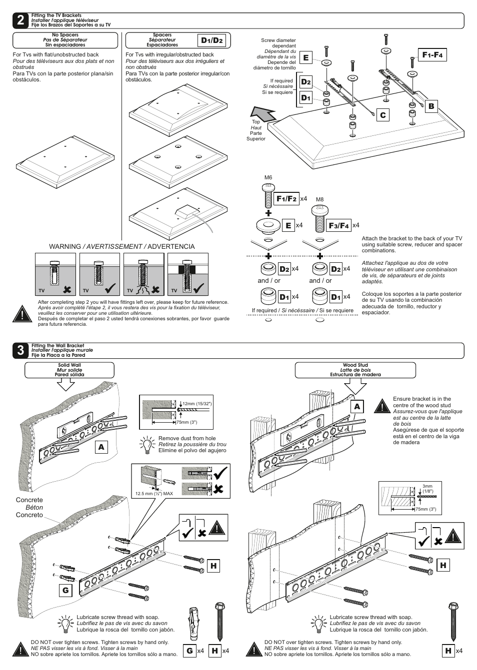 AVF Group NEL600B: TV Wall Mount User Manual | Page 2 / 2