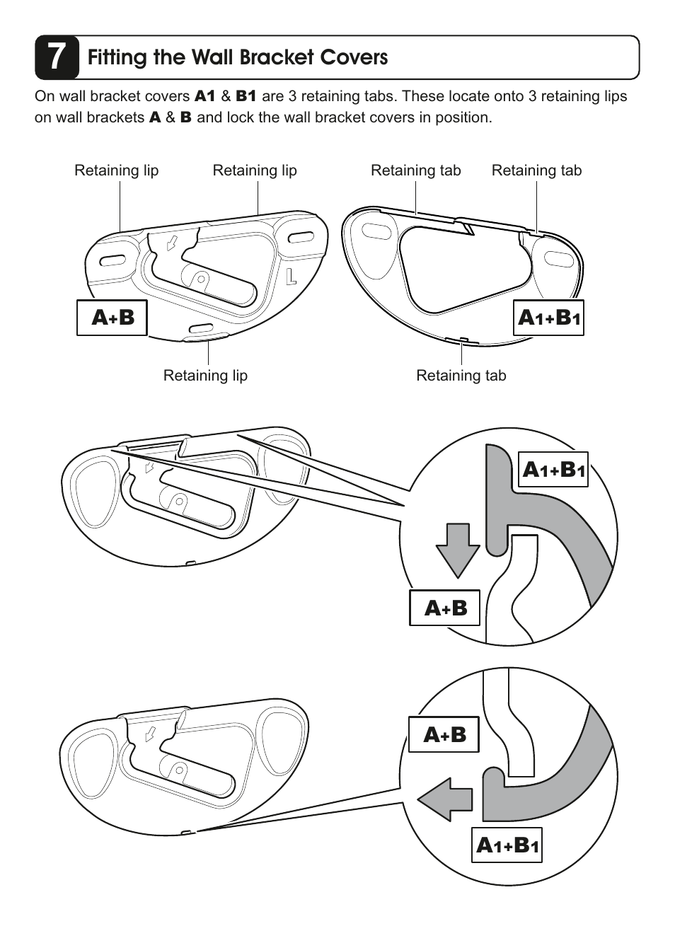 Fitting the wall bracket covers | AVF Group ZML8350: Flat TV Wall Mount User Manual | Page 14 / 16