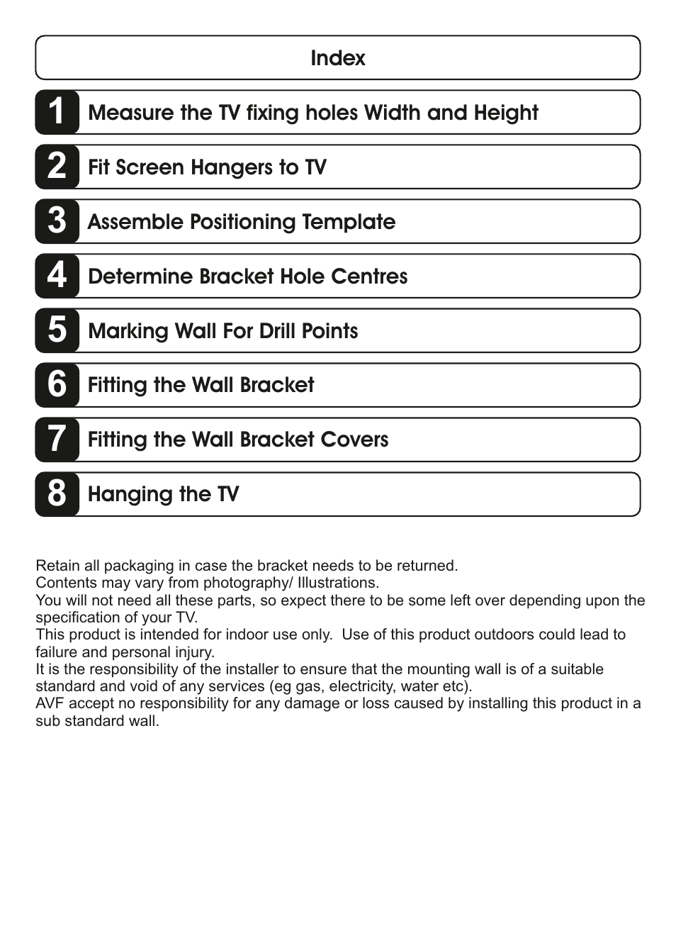 AVF Group ZML8350: Flat TV Wall Mount User Manual | Page 3 / 16