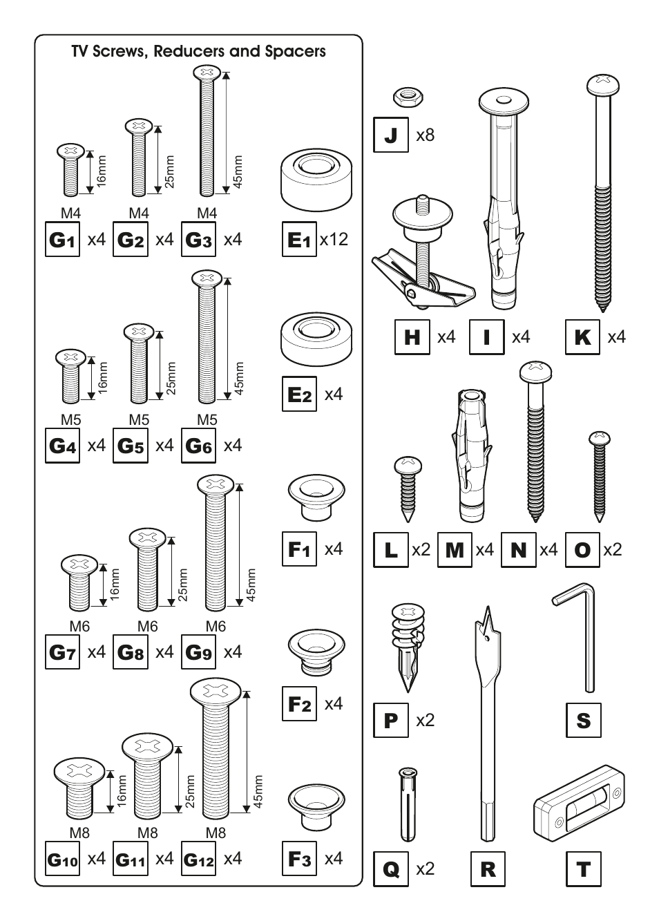 Rt s | AVF Group ZML8350: Flat TV Wall Mount User Manual | Page 5 / 16