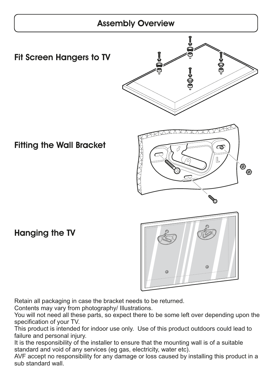 AVF Group ZML8351: Flat & Tilt TV Mount for ANY WALL User Manual | Page 2 / 26
