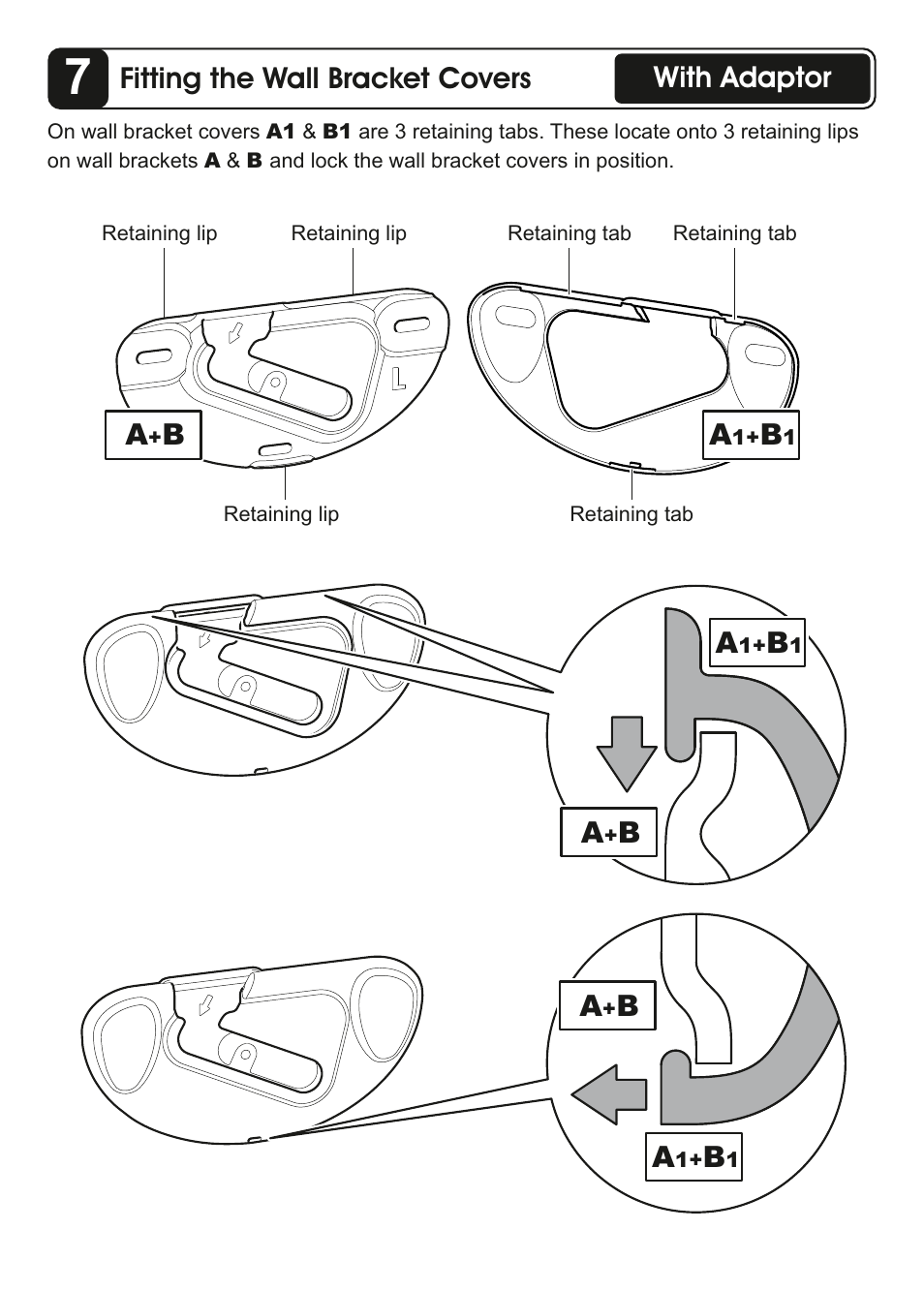 Fitting the wall bracket covers, Bwith adaptor | AVF Group ZML8360: Flat TV Wall Mount User Manual | Page 14 / 24