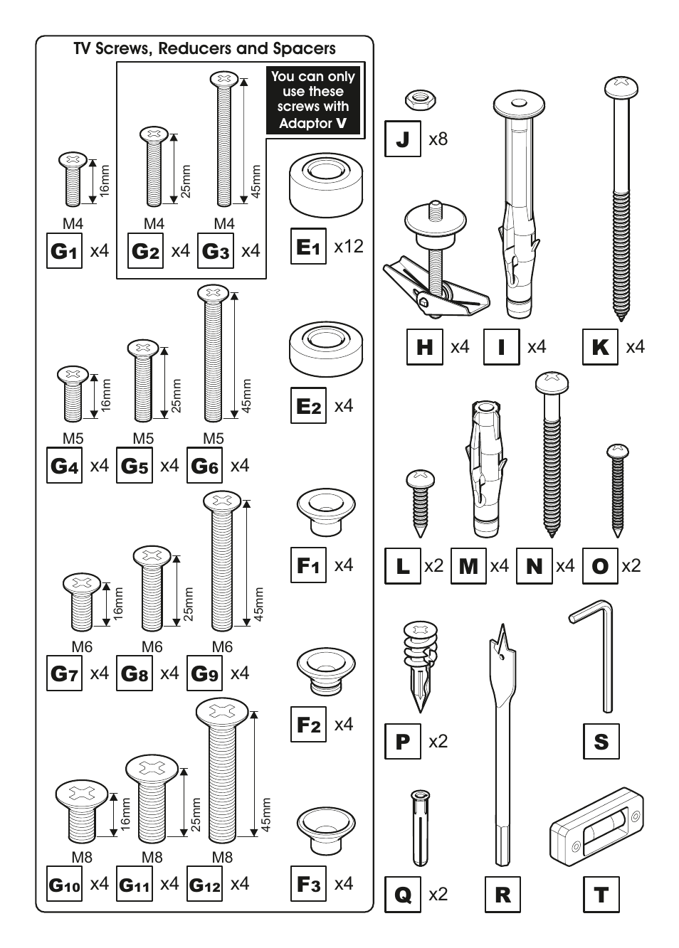 Rt s | AVF Group ZML8360: Flat TV Wall Mount User Manual | Page 5 / 24