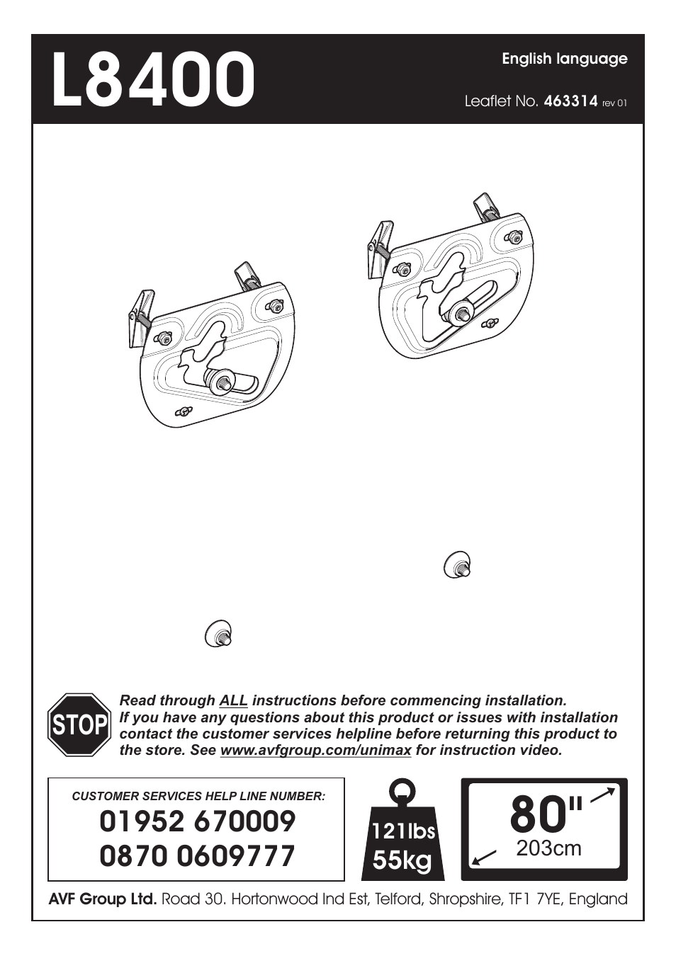 AVF Group ZML8400: Flat TV Mount for ANY WALL User Manual | 8 pages