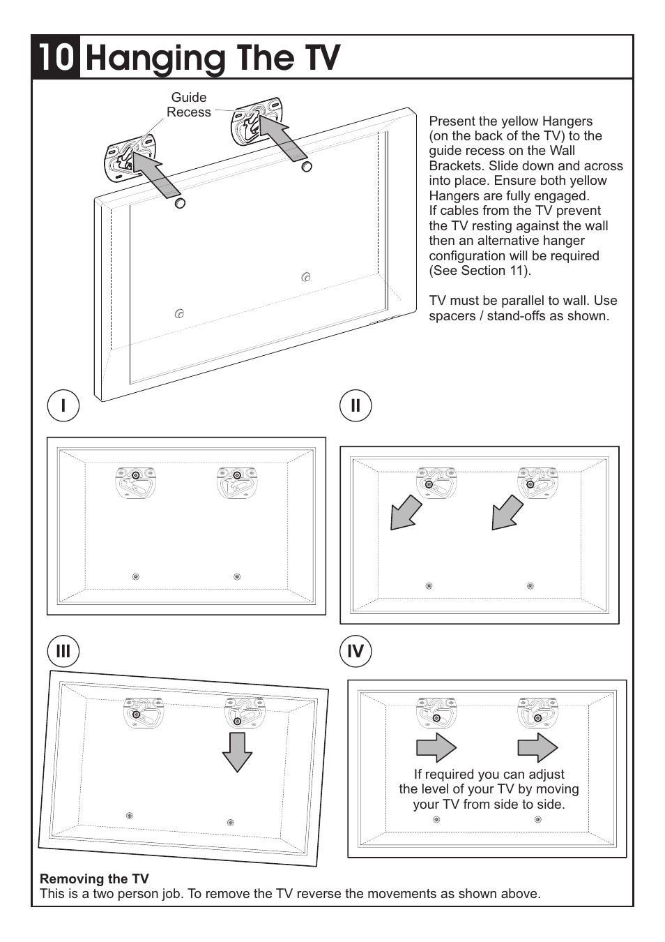 Hanging the tv | AVF Group ZML8400: Flat TV Mount for ANY WALL User Manual | Page 7 / 8