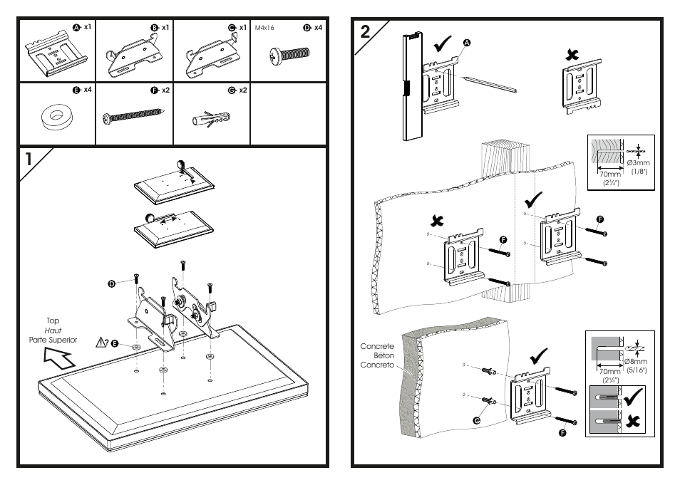 AVF Group EL101B: Flat Panel TV Mount User Manual | Page 2 / 2