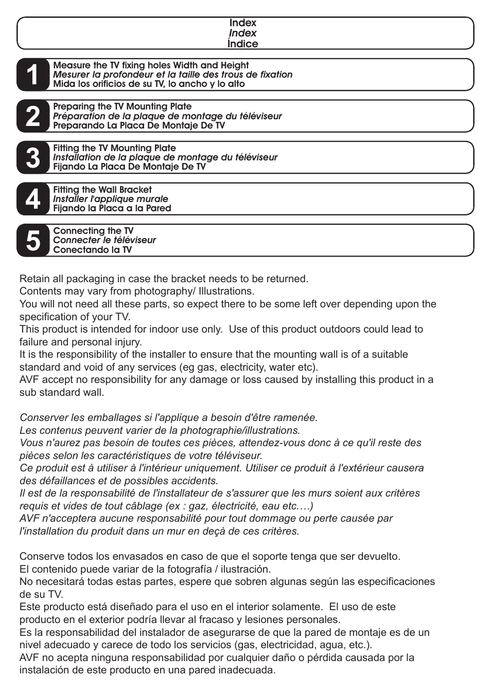 AVF Group GL101: TV Wall Mount User Manual | Page 3 / 10