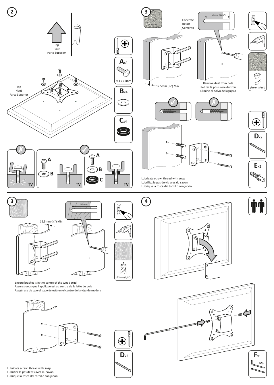 Ab a b c | AVF Group PWL110: TV Wall Mount User Manual | Page 2 / 2