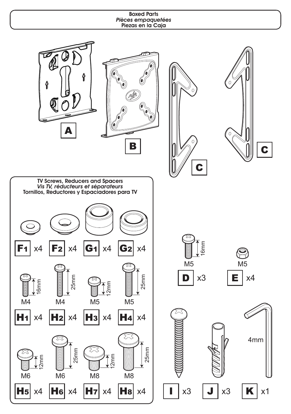 Ab c c | AVF Group GL201: TV Wall Mount User Manual | Page 4 / 12