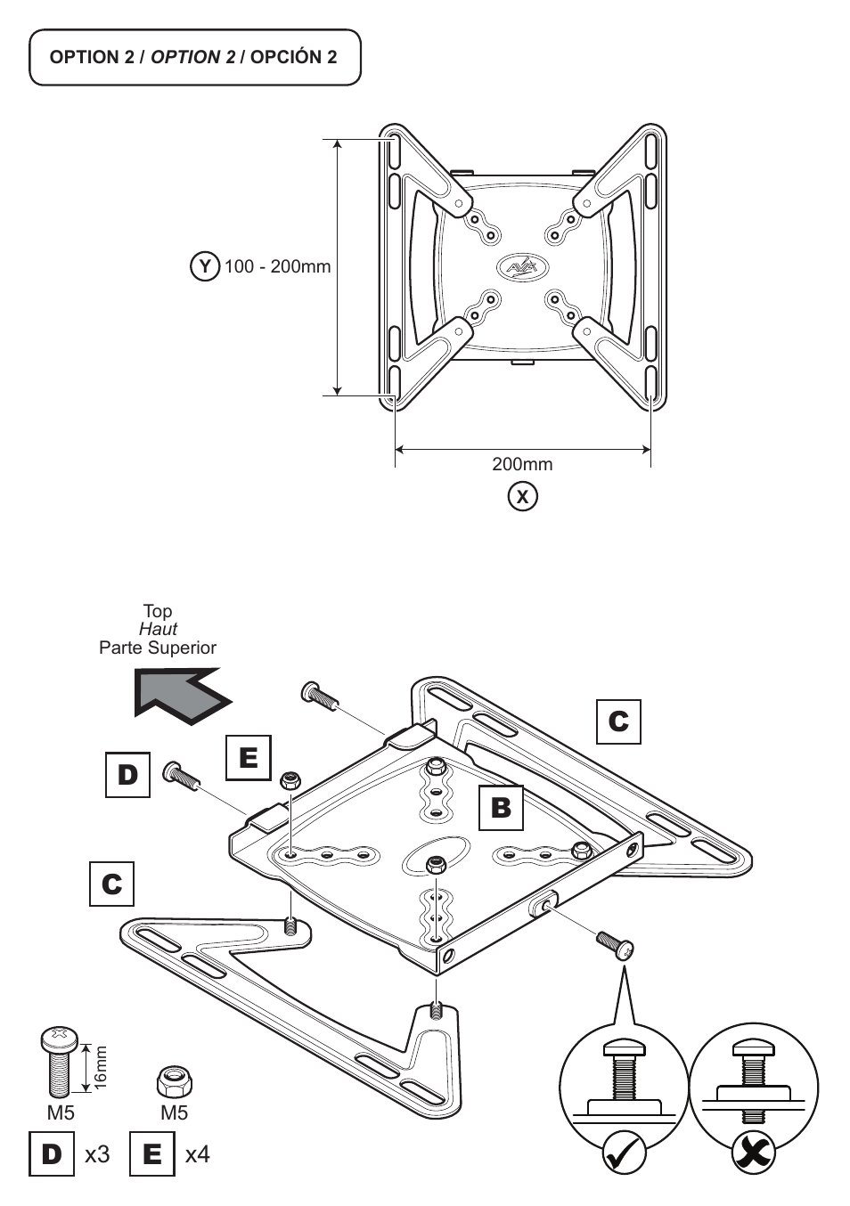 Cd c b e | AVF Group GL201: TV Wall Mount User Manual | Page 7 / 12