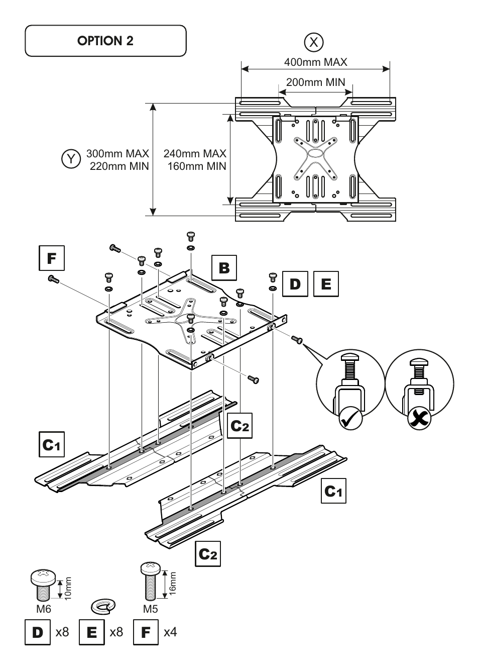 De b f | AVF Group EPL551PBK: Flat Panel TV Mount User Manual | Page 8 / 16