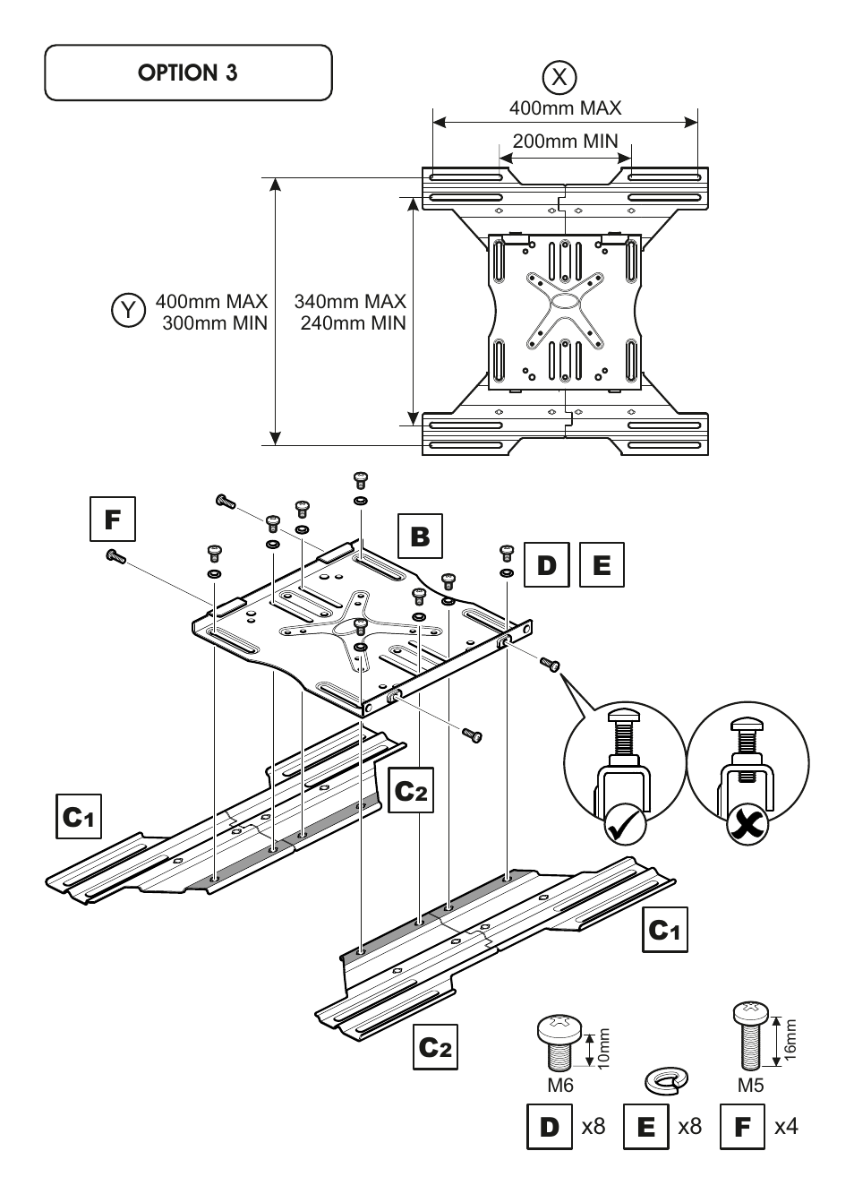 De f b | AVF Group EPL551PBK: Flat Panel TV Mount User Manual | Page 9 / 16