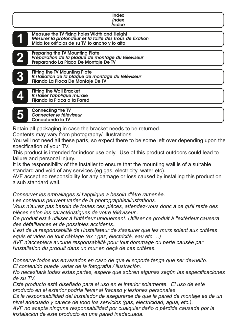 AVF Group YUL201: TV Mount User Manual | Page 3 / 12