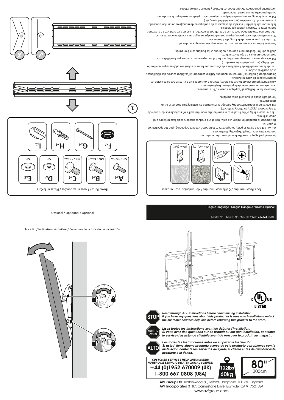 AVF Group AL610: TV Wall Mount User Manual | 2 pages