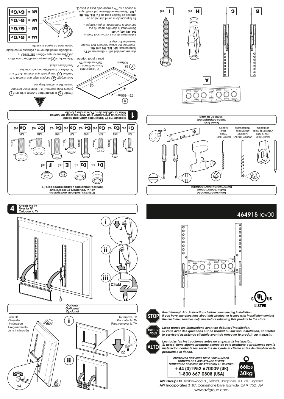 AVF Group NEL401B: TV Wall Mount User Manual | 2 pages