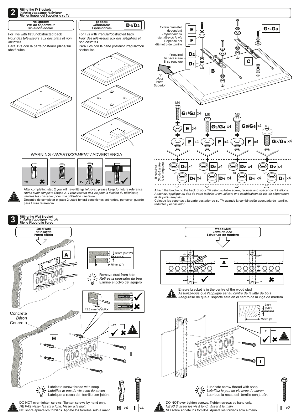 AVF Group NEL401B: TV Wall Mount User Manual | Page 2 / 2