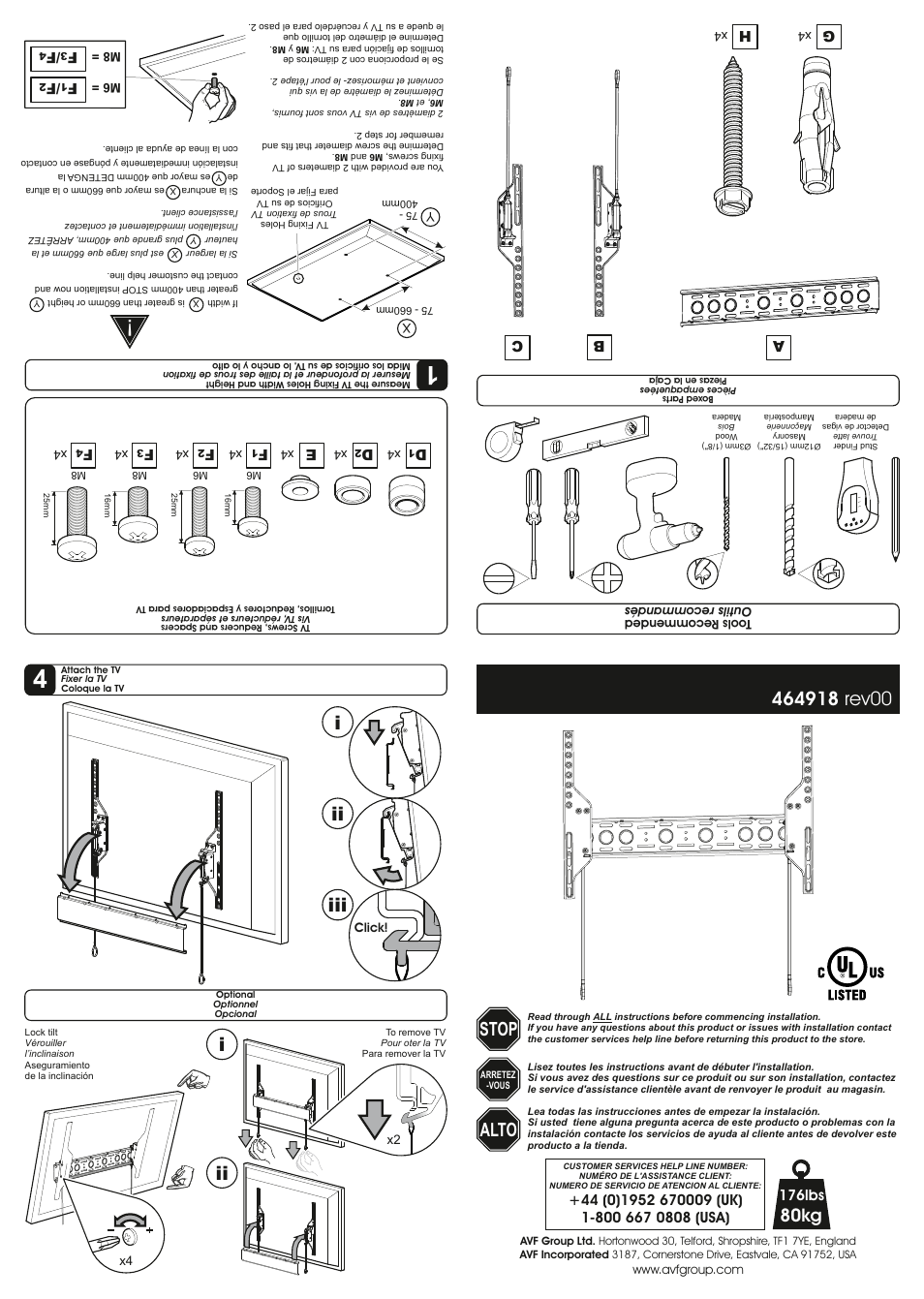 AVF Group NEL601B: TV Wall Mount User Manual | 2 pages