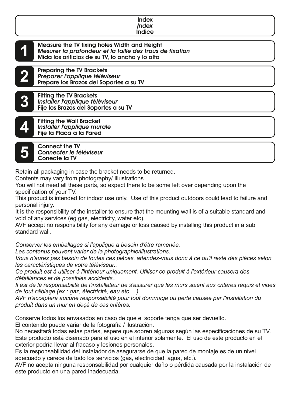 AVF Group ZL4601K: TV Wall Mount User Manual | Page 3 / 12