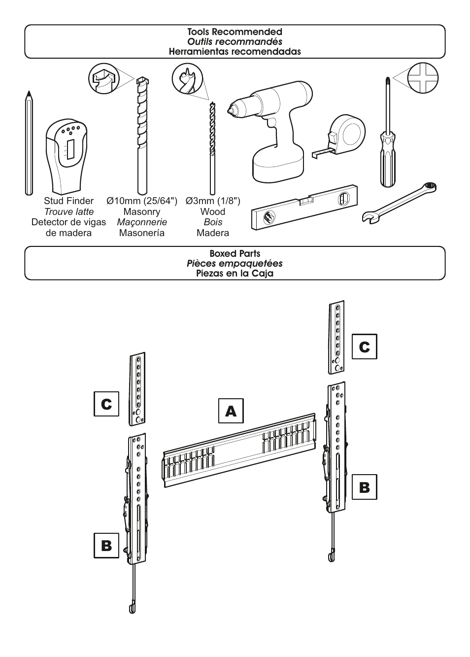 Ab b c c | AVF Group ZL8601K: TV Wall Mount User Manual | Page 4 / 12
