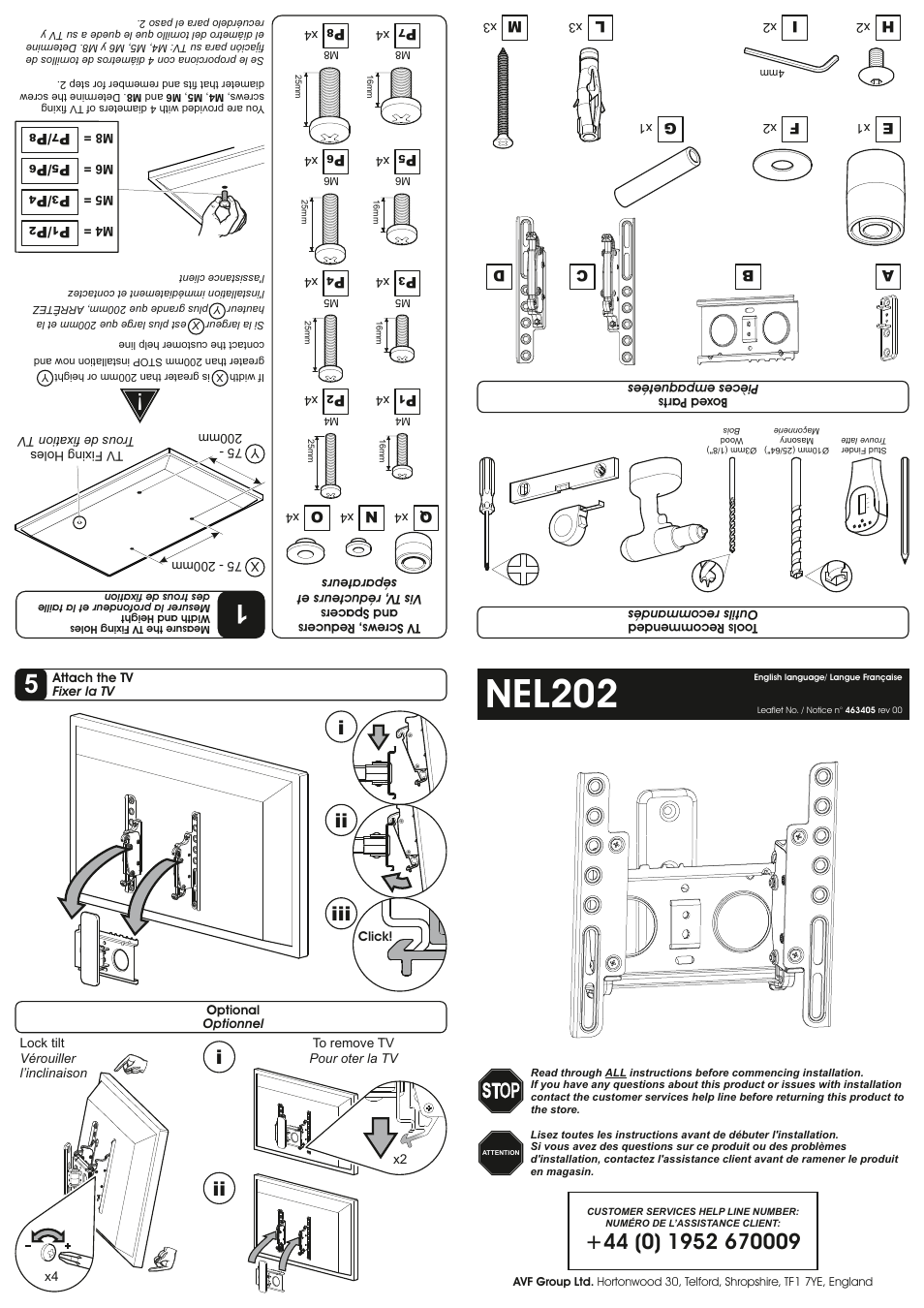 AVF Group NEL202B: Flat Panel TV Mount User Manual | 2 pages