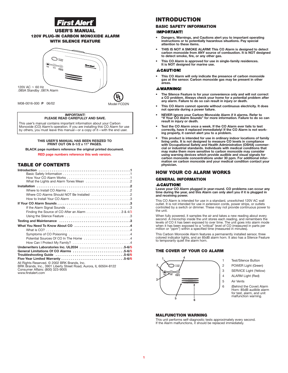 BRK electronic FCD2N User Manual | 6 pages