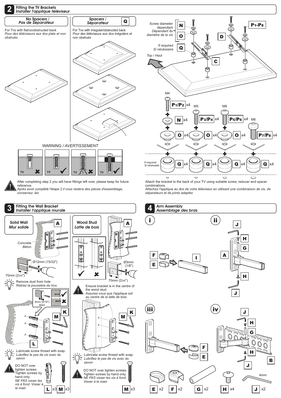 Iii iv | AVF Group NEL403B: Flat Panel TV Mount User Manual | Page 2 / 2