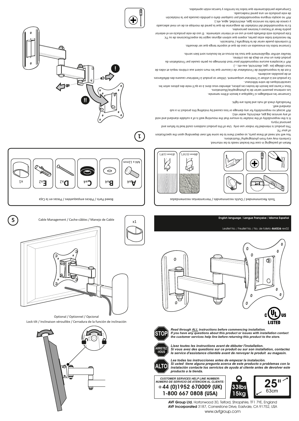 AVF Group AL140: TV Wall Mount User Manual | 2 pages