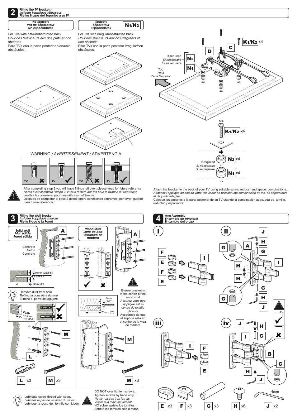 Iii iv | AVF Group NEL104B: TV Wall Mount User Manual | Page 2 / 2