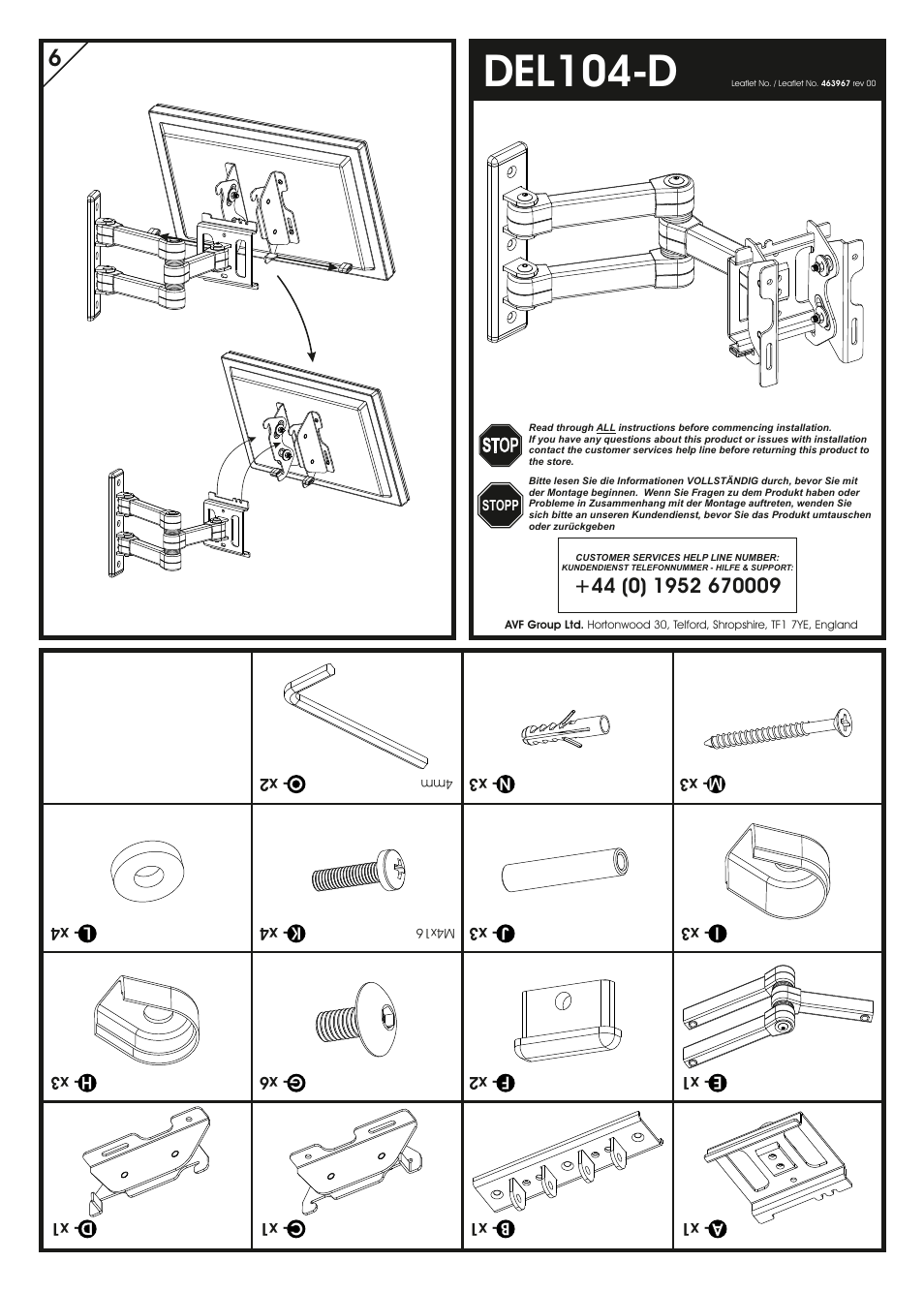 AVF Group DEL104B-D: Flat Panel TV Mount User Manual | 2 pages