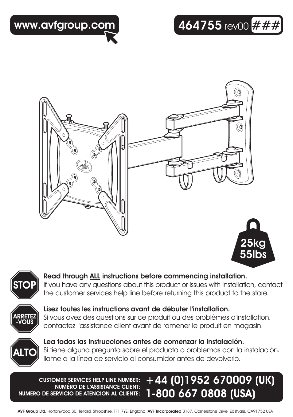 AVF Group GL204: TV Wall Mount User Manual | 12 pages