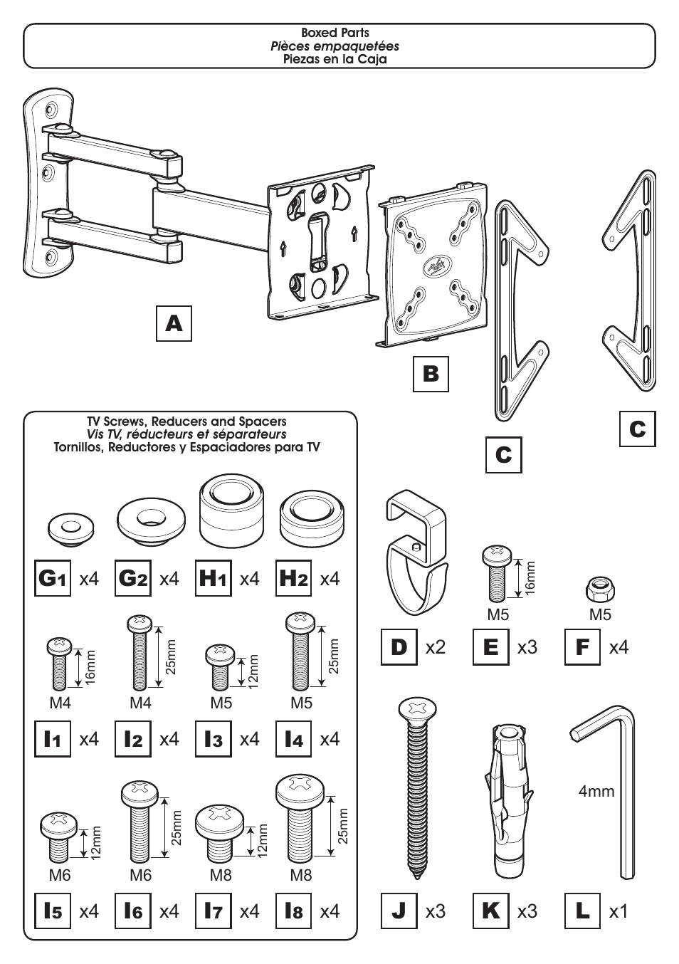 Ab c c | AVF Group GL204: TV Wall Mount User Manual | Page 4 / 12