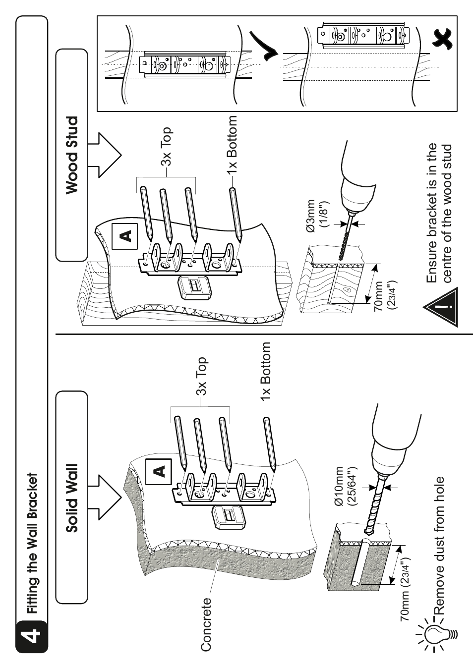 Solid w all w ood stud | AVF Group EPL554PBK: Flat Panel TV Mount User Manual | Page 12 / 16