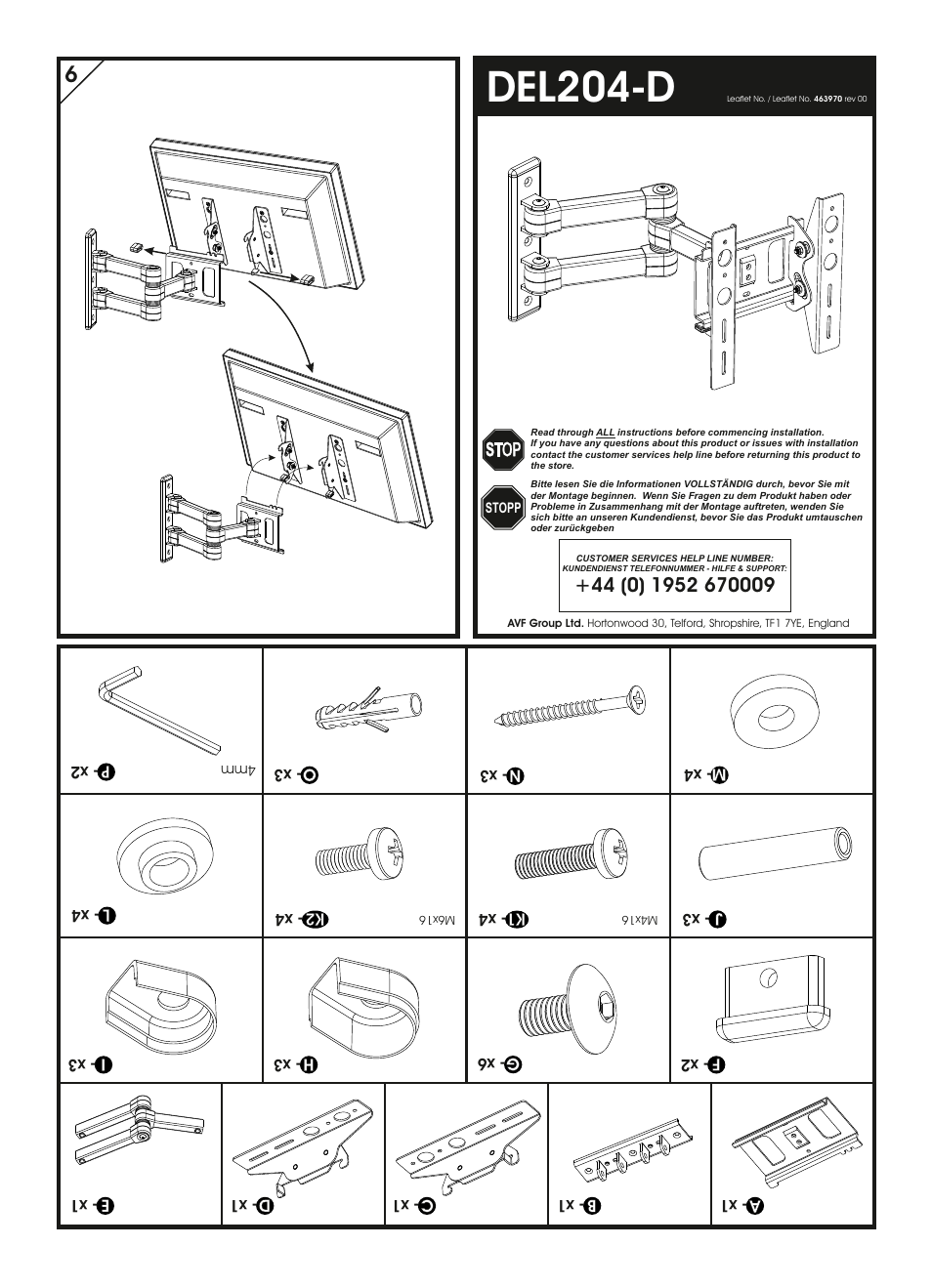 AVF Group DEL204B-D: Flat Panel TV Mount User Manual | 2 pages