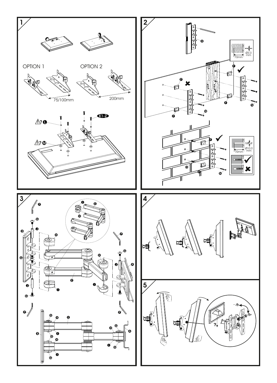 Option 2 option 1 | AVF Group DEL204B-D: Flat Panel TV Mount User Manual | Page 2 / 2