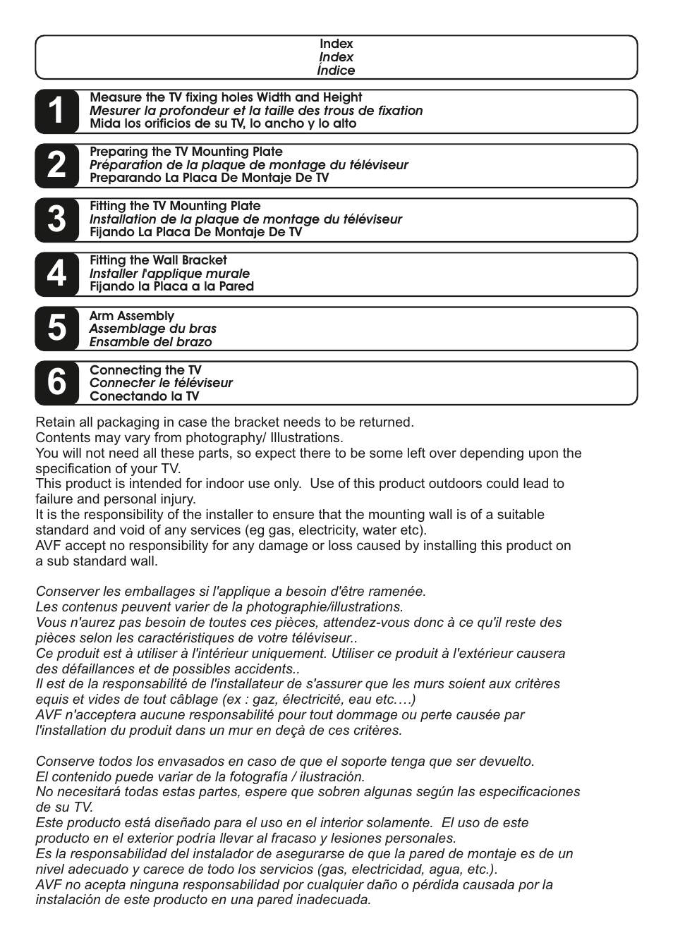 AVF Group YUL204: TV Mount User Manual | Page 3 / 12