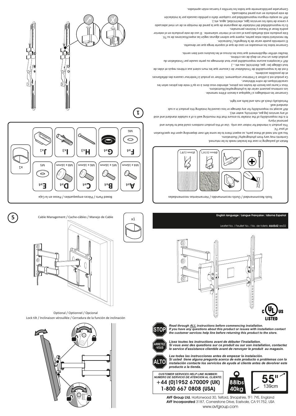 AVF Group AL440: TV Wall Mount User Manual | 2 pages