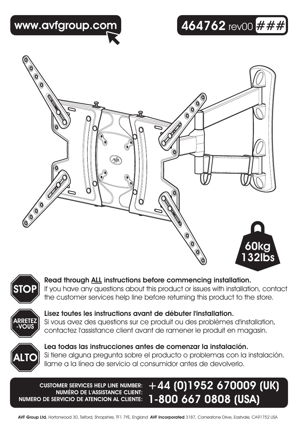 AVF Group GL604: TV Wall Mount User Manual | 14 pages